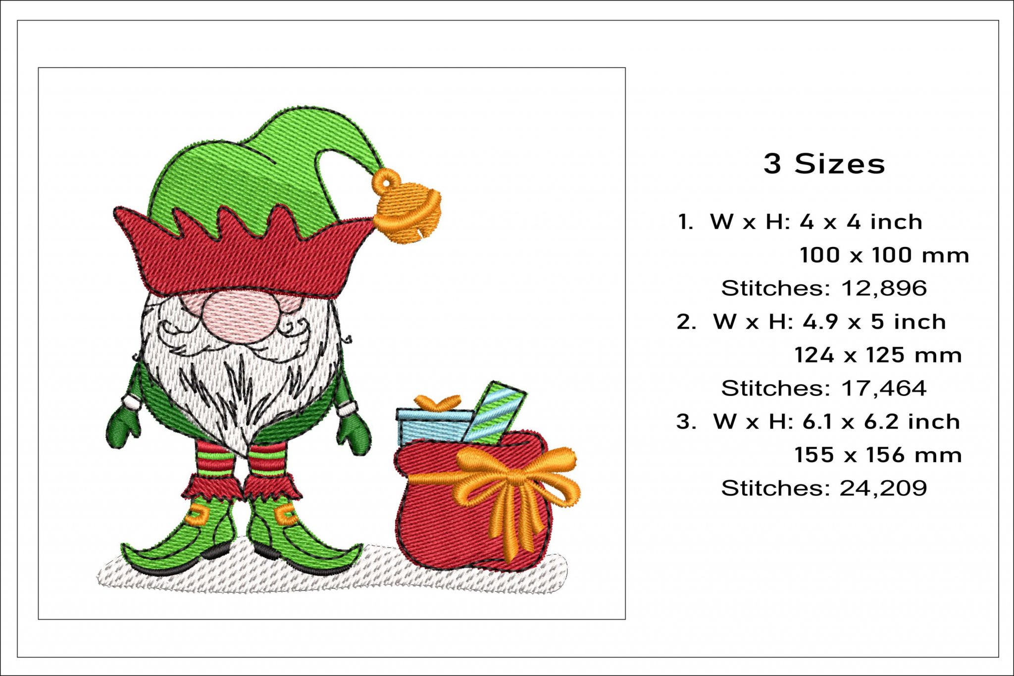 Christmas Gnome Embroidery Design Embroidery Escape