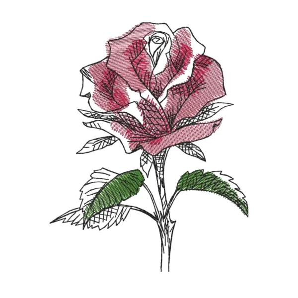 Abstract rose embroidery design 4 - sketch embroidery design