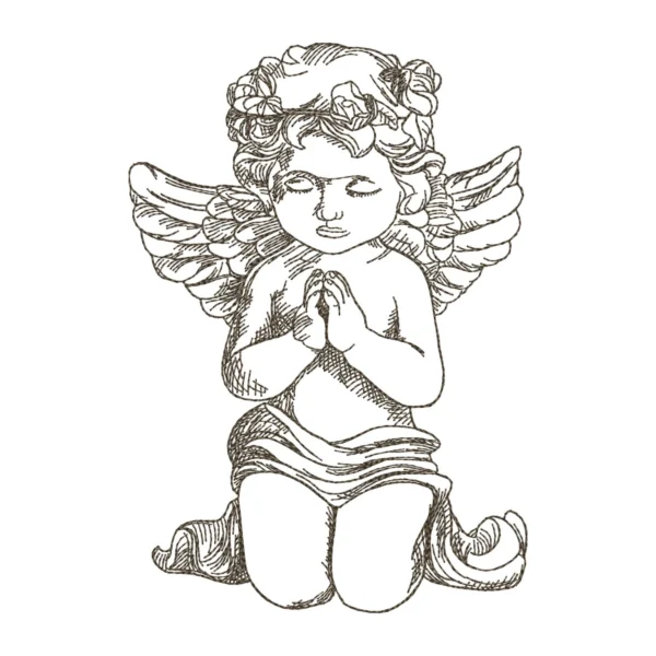 Angel embroidery design - sketch embroidery pattern