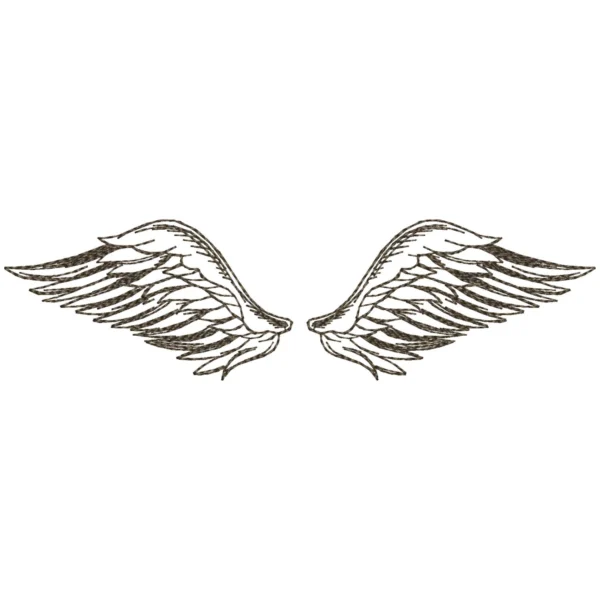 Angel wings sketch embroidery design - one color embroidery pattern