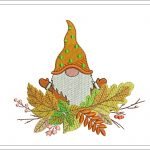 Autumn Embroidery Design | Wreath And Gnome