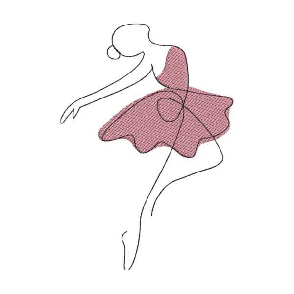 Ballerina embroidery design 1 - one line art embroidery pattern