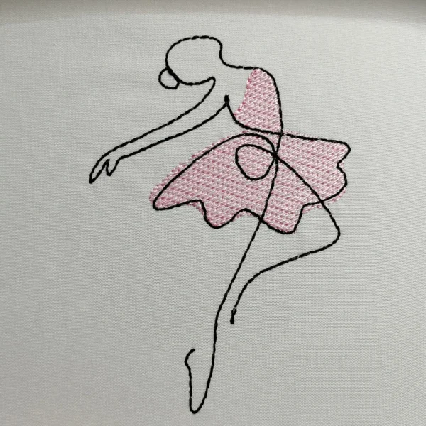 Ballerina embroidery design - one line embroidery