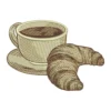 Breakfast embroidery design - coffee embroidery design - croissant embroidery