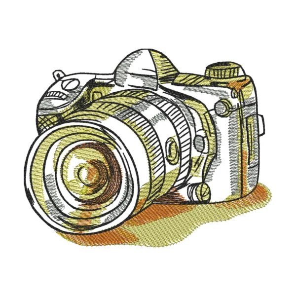 Camera embroidery design - abstract embroidery pattern