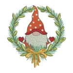 Christmas Wreath with Gnome Embroidery Design 2