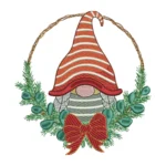 Christmas Wreath with Gnome Embroidery Design 3