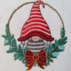 Christmas embroidery design - Mrs gnome embroidery design - wreath with gnome embroidery design 3