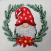 Christmas gnome embroidery design - wreath embroidery pattern - Christmas embroidery