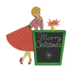 Christmas Lady Embroidery Design - Merry Christmas
