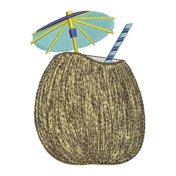 Coconut drink embroidery design - drink with umbrella embroidery 1