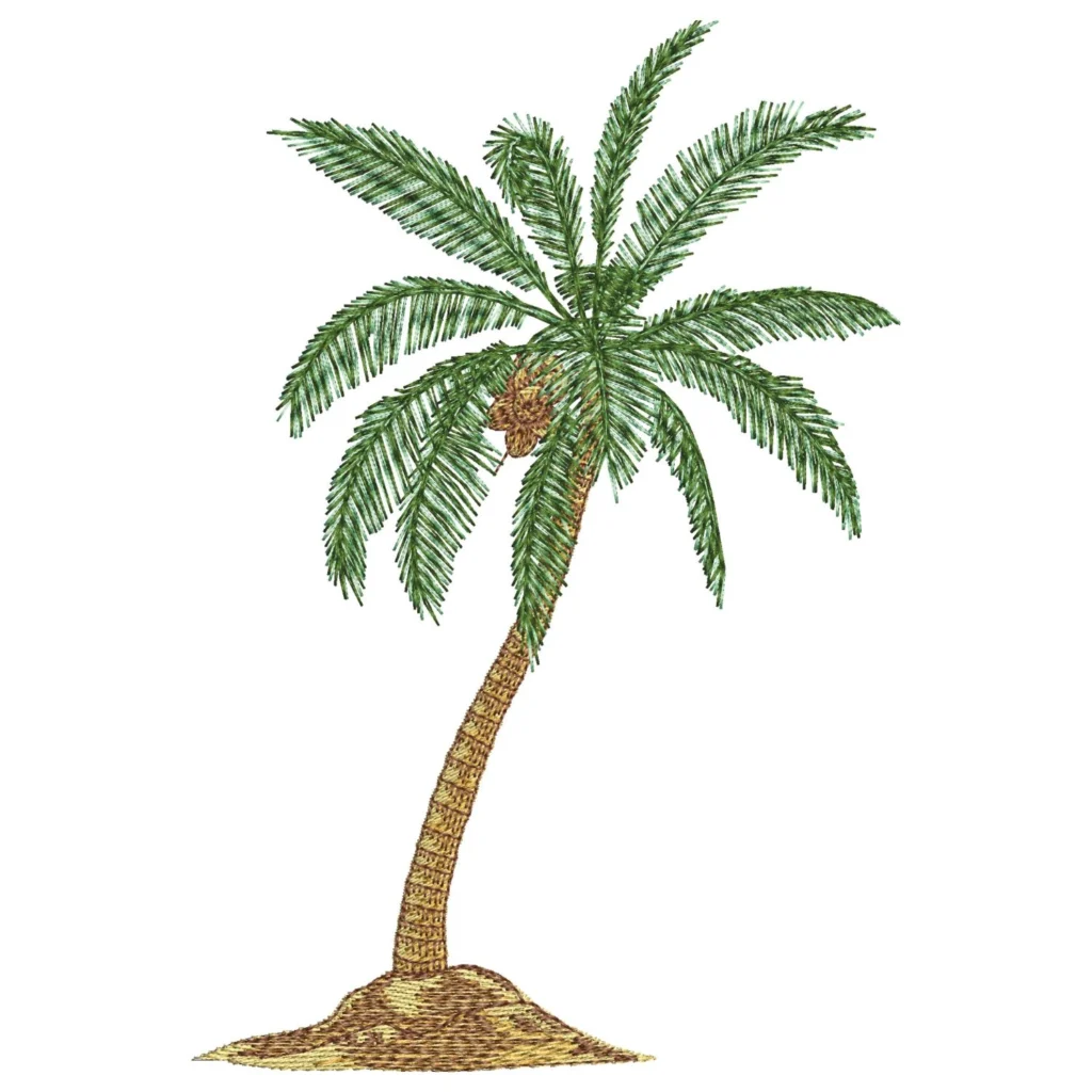 Coconut tree embroidery design