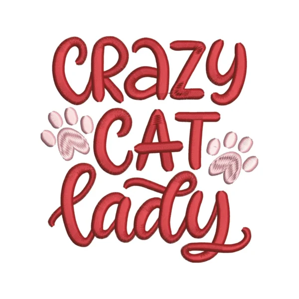 Crazy cat lady embroidery design