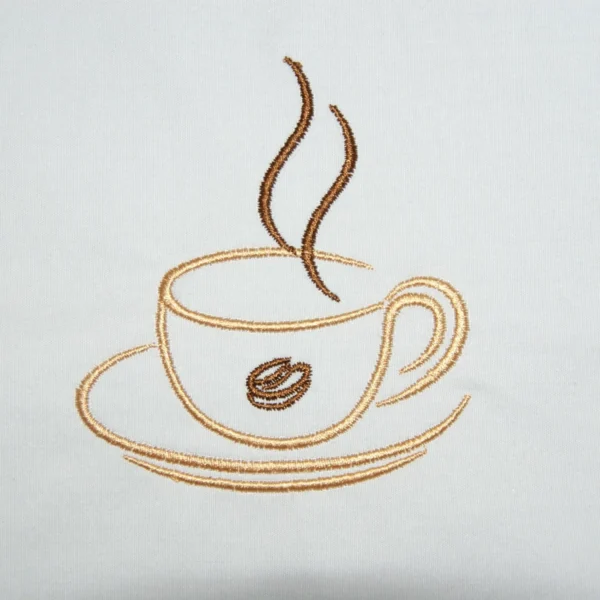 Cup of coffee embroidery design - simple coffee embroidery pattern - satin stitch embroidery design