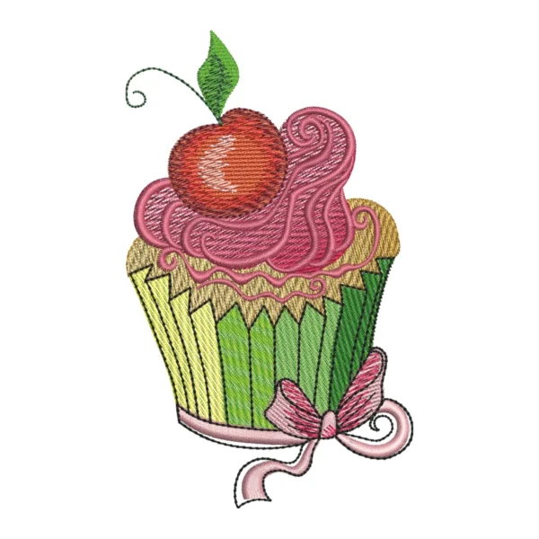 Cupcake embroidery design