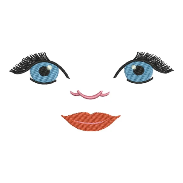 Doll face embroidery design