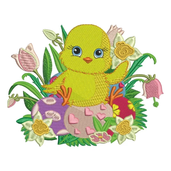 Easter chick embroidery design - spring embroidery pattern 1