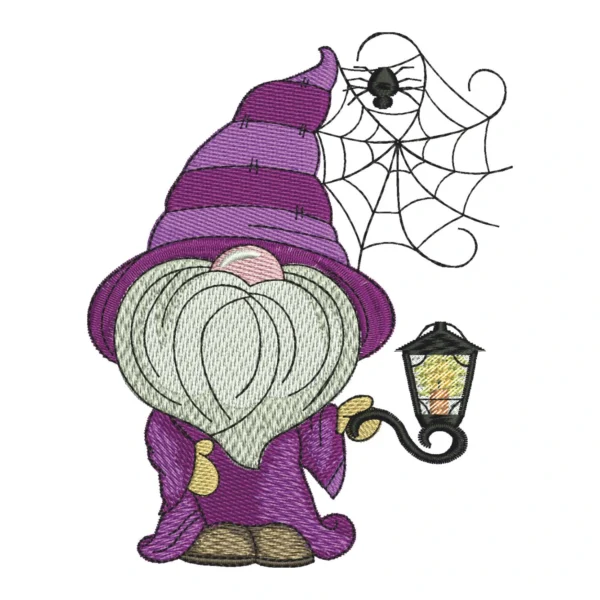 Halloween gnome embroidery - gnome wizard embroidery design - Halloween embroidery pattern 1