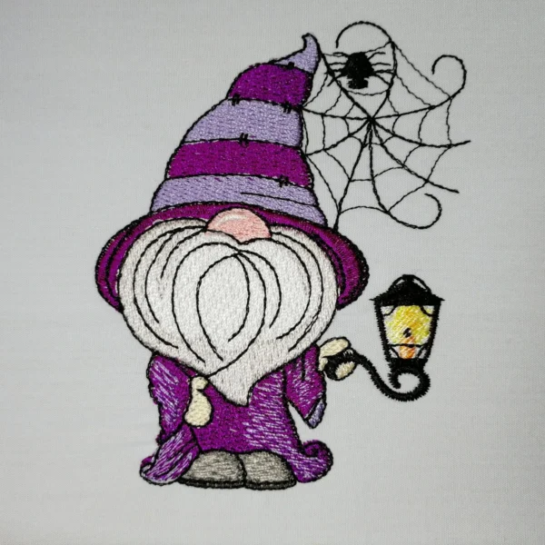 Halloween gnome embroidery - gnome wizard embroidery design - Halloween embroidery pattern
