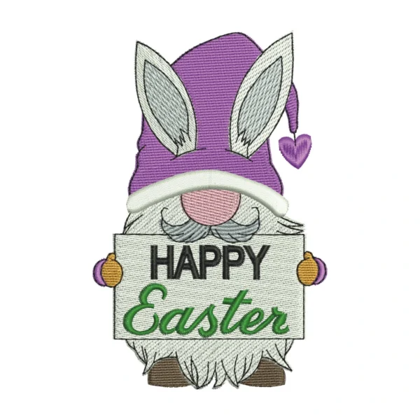 Happy Easter embroidery design - Easter gnome embroidery pattern 4 - gnome embroidery design