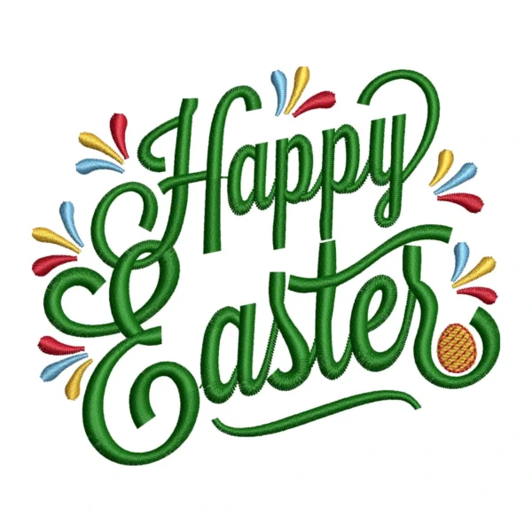 Happy Easter embroidery design - colorful Easter Pattern