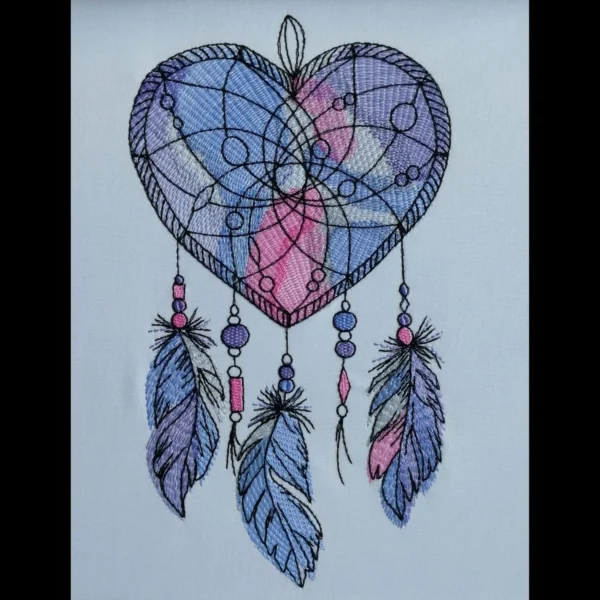 Heart dream catcher embroidery design 1 - abstract embroidery design- colorful embroidery pattern