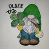 Irish gnome embroidery design - gnome with clover embroidery - gnome embroidery pattern