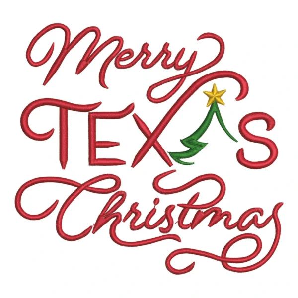 Merry Texas Christmas embroidery design 1