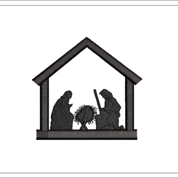 Nativity scene embroidery design