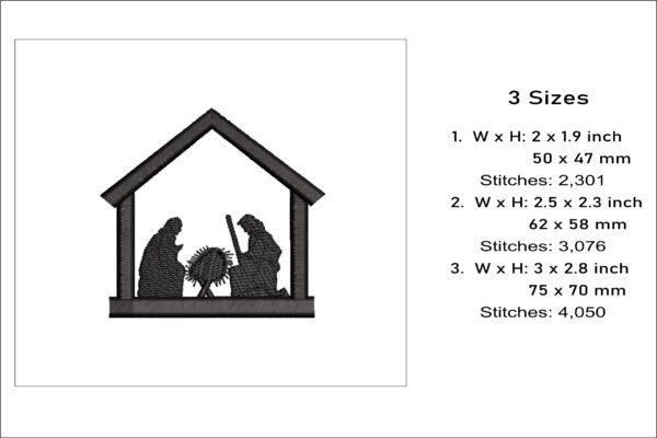 Nativity scene embroidery design