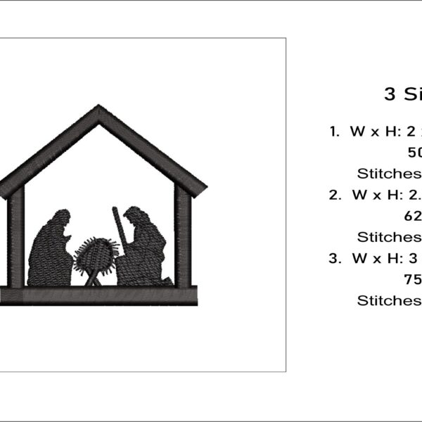 Nativity scene embroidery design