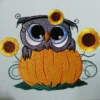 Pumpkin and owl embroidery design - Autumn embroidery pattern
