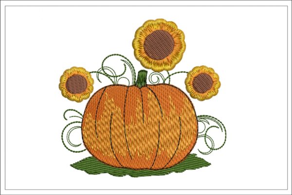 Pumpkin And Sunflowers