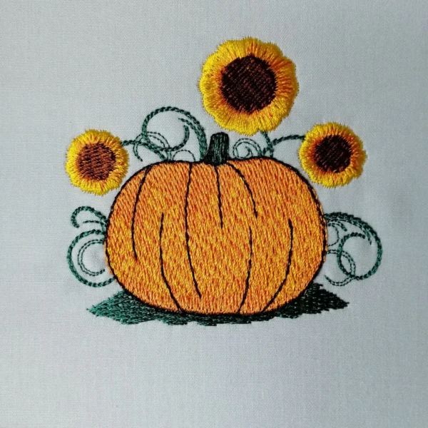 Pumpkin and sunflowers embroidery design - autumn embroidery pattern 1