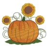 Pumpkin and sunflowers embroidery design - autumn embroidery pattern