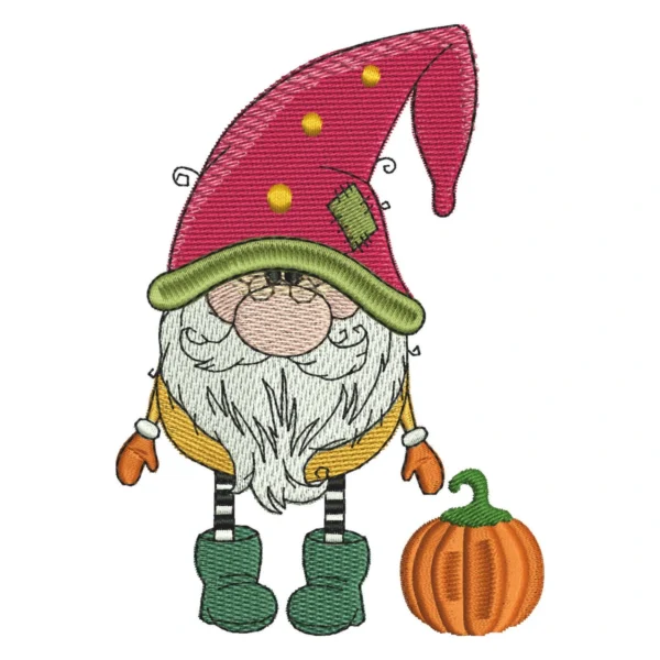 Pumpkin gnome embroidery design 1 - Autumn gnome embroidery pattern - Fall embroidery 1