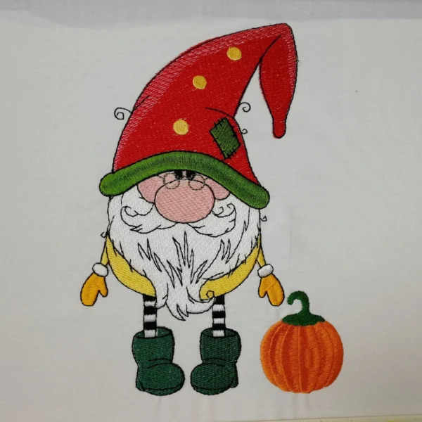Pumpkin gnome embroidery design 1 - Autumn gnome embroidery pattern - Fall embroidery