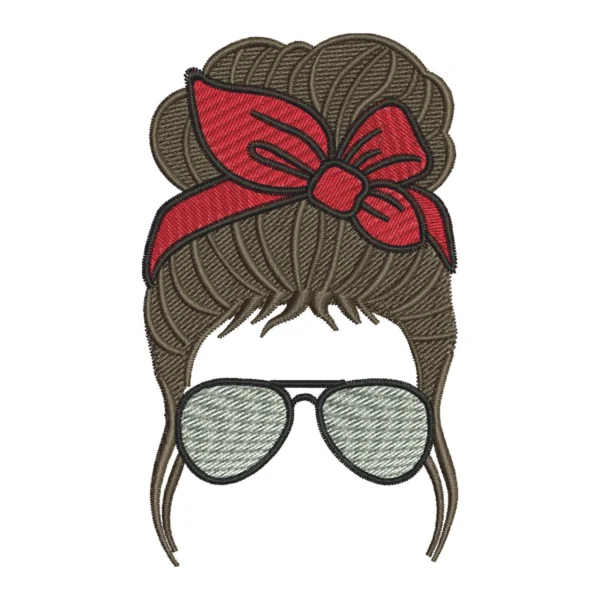 Woman in glasses embroidery design