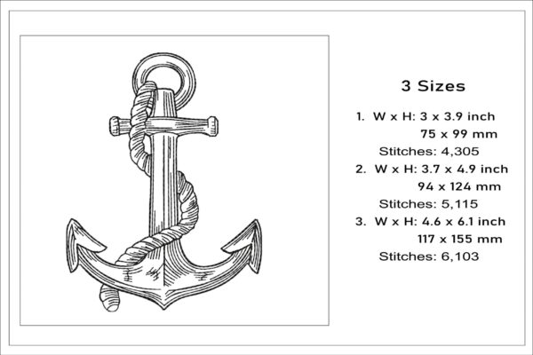 Anchor sketch embroidery