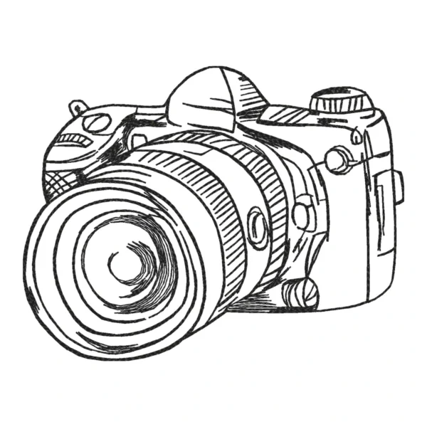 Camera sketch embroidery design - simple sketch embroidery pattern