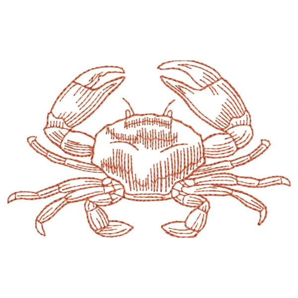 Crab embroidery design - sketch embroidery design - water creature embroidery 1