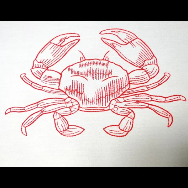 Crab embroidery design - sketch embroidery design - water creature embroidery