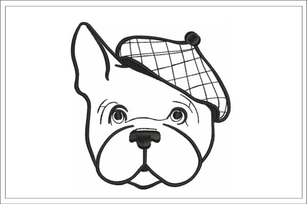 French bulldog embroidery design