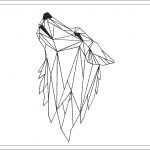 One Color Embroidery Design | Geometric Wolf