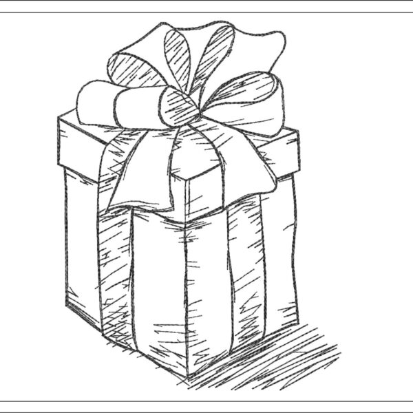 Gift sketch embroidery design