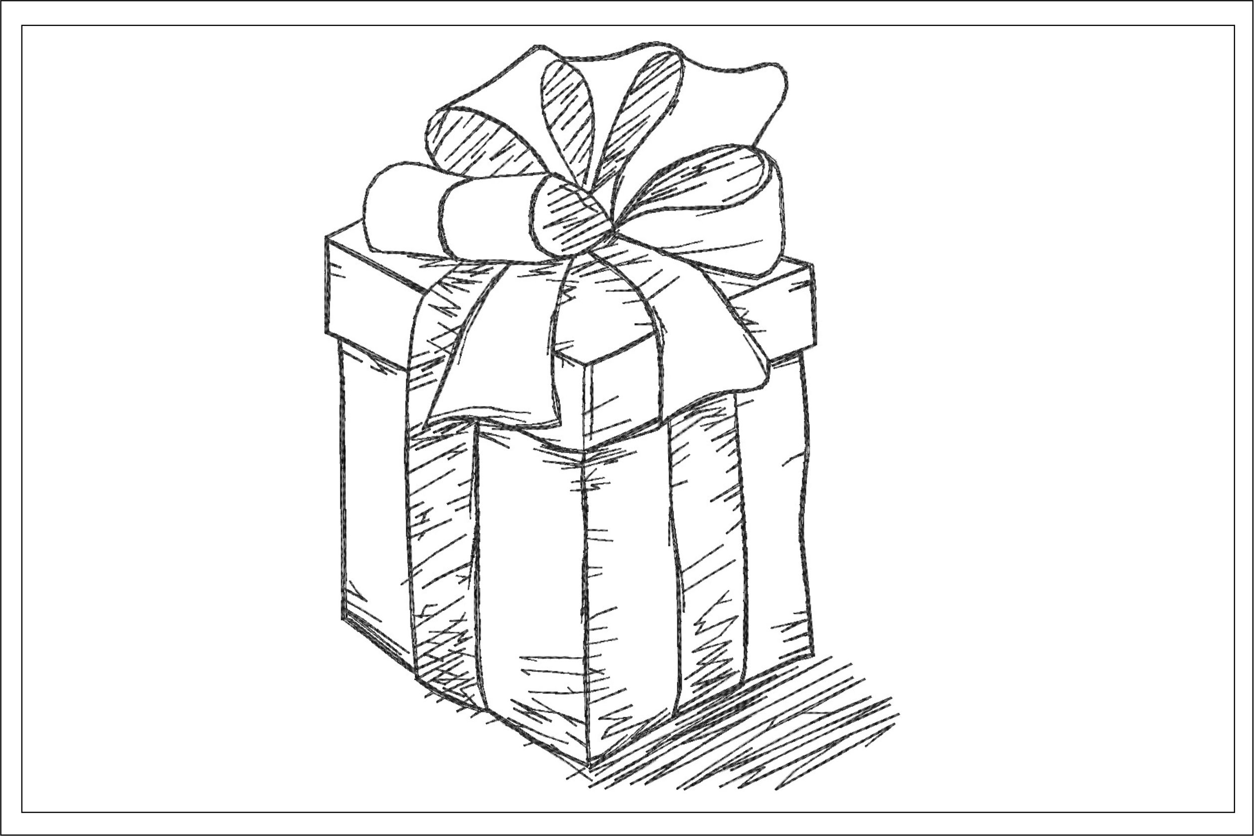 Gift sketch embroidery design