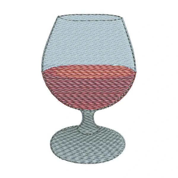 Glass of wine embroidery design - drink embroidery design