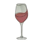 Glass Of Wine Embroidery Design 2 - Instant Download