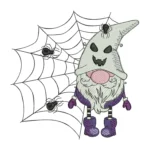 Gnome Ghost in Spiders Web Embroidery Design