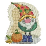 Gnome With Pumpkin Embroidery Design 2